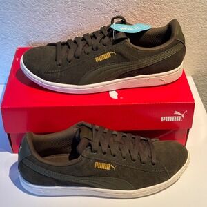 Puma Vikky Womens Sneakers Olive Night Marshmallow Suede Low Top 362624 Size 8